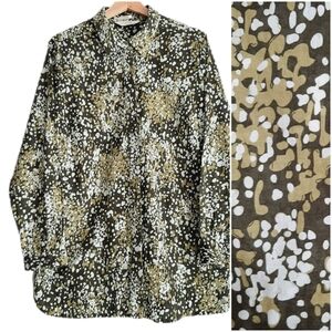 🍒 NORTHERN REFLECTIONS Tailored Button Down Shirt Watercolor Dot Green Sz L